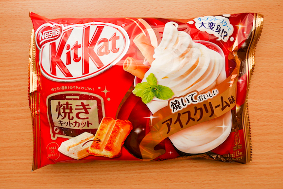 The new kitkat is made to go to the oven. Yes, bakeable kitkat!