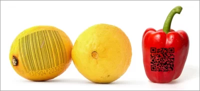 código de barras comestível em frutas